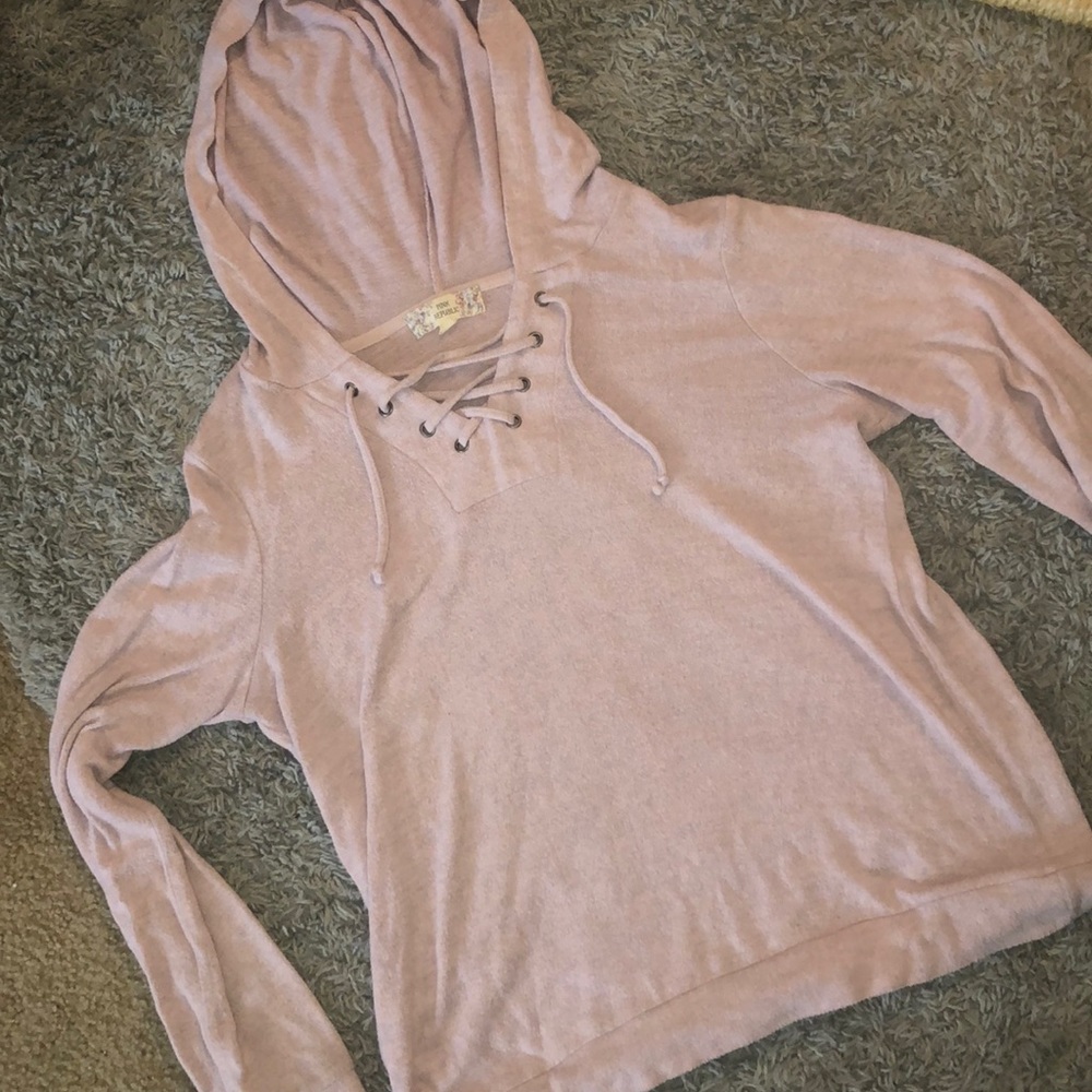 Criss cross tie hoodie